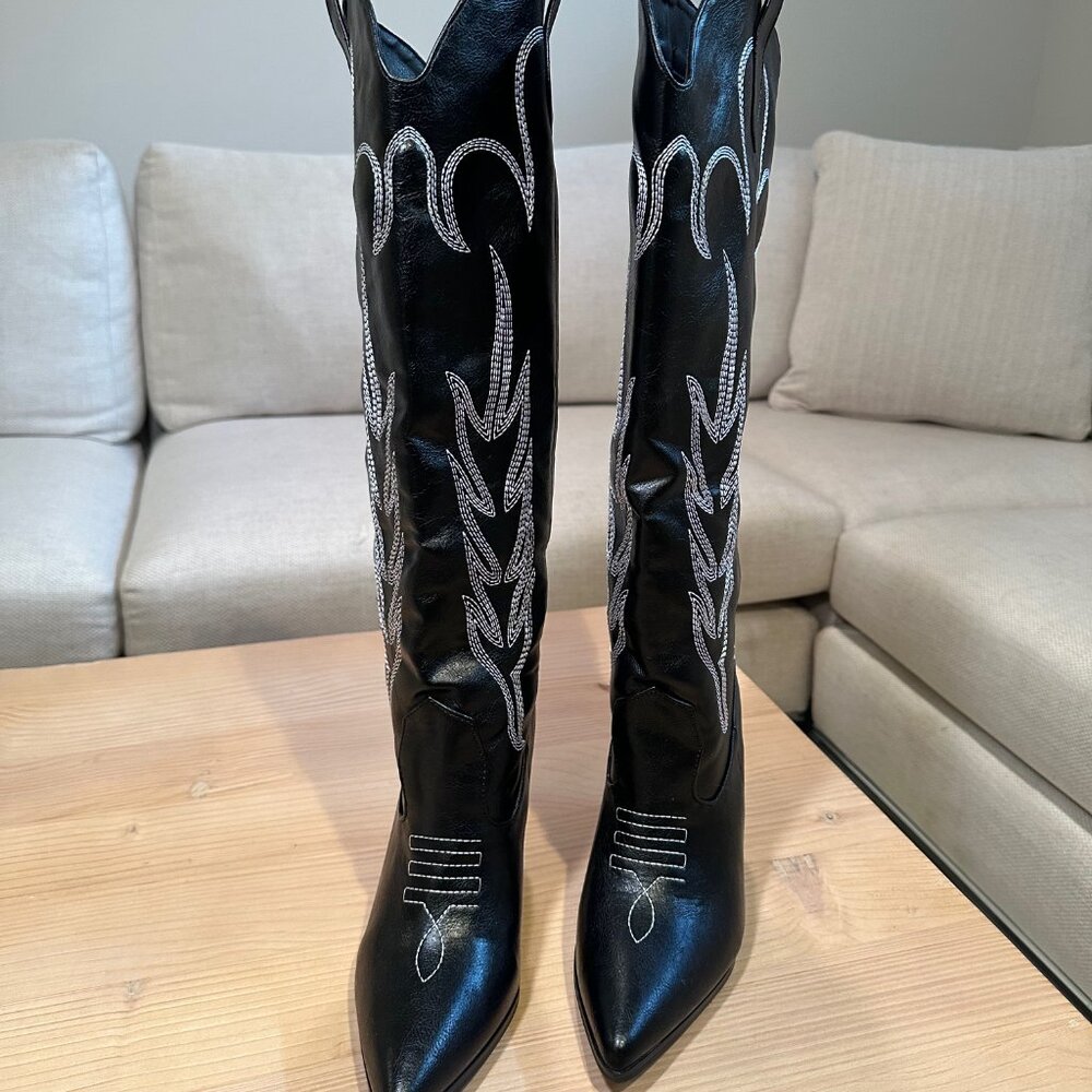 Cowboy Boots - Black & White (Women's Size 8) - Picture 2 of 7